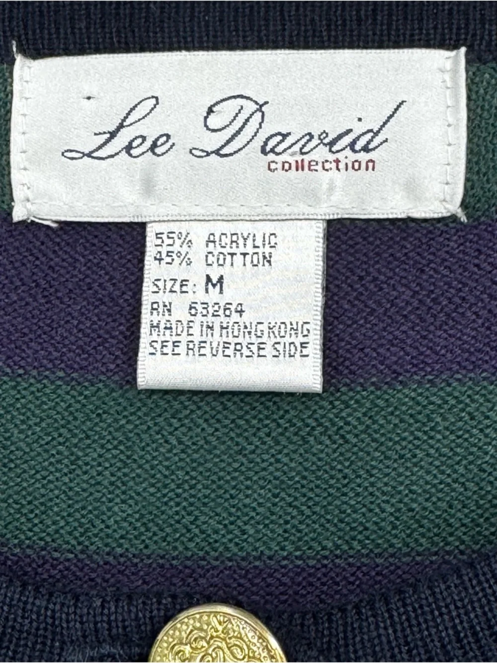 Lee David Collection Medium Green/Purple/Black Acrylic/Cotton Striped Cardigan